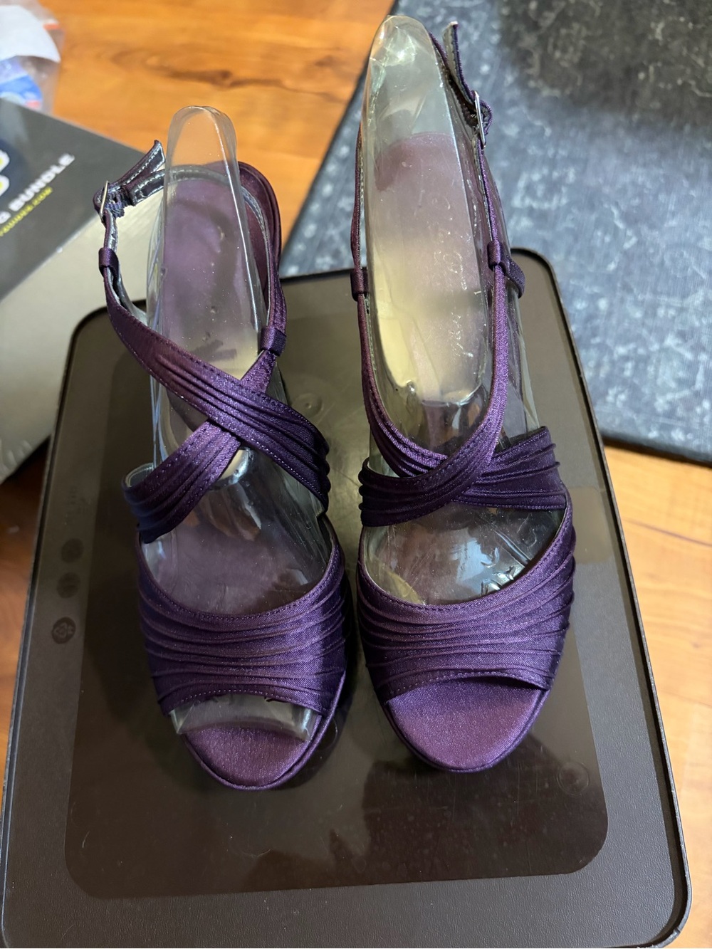 Lulu Townsend Purple Satin Crisscross Dress Heels